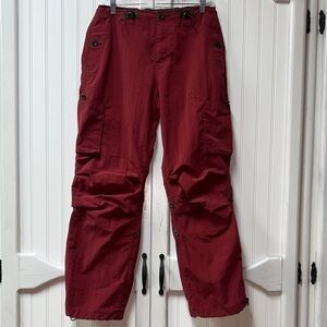 Y2K L.E.I. 2000 Burgundy Parachute Cargo Pants M Vintage